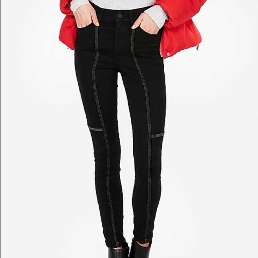 Express Contrast Stitch High Waist Jean Leggings